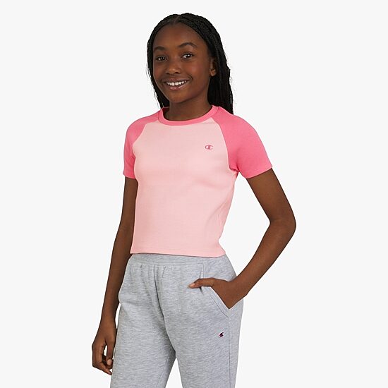 Champion Big Kid Girls Crew Neck Short Sleeve Slim Fit Graphic T-Shirt