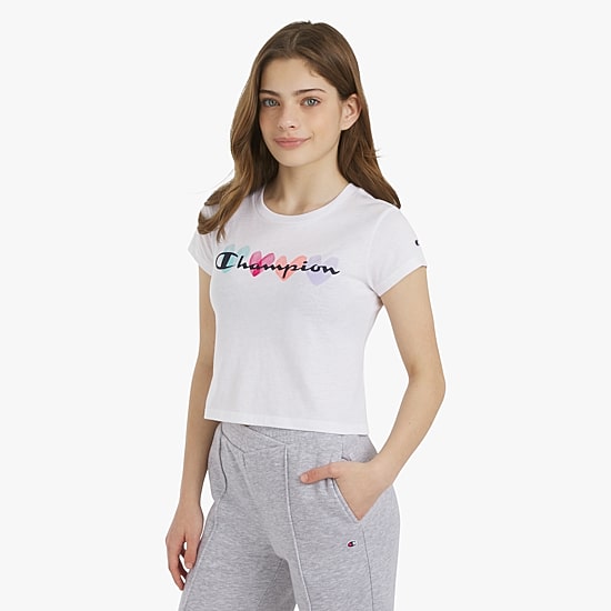 Champion Big Kid Girls Crew Neck Short Sleeve Slim Fit Graphic T-Shirt