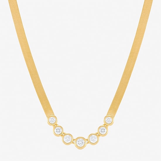 Limited Quantities! Womens White Diamond 14K Gold Over Silver 18 Inch Chevron Necklace