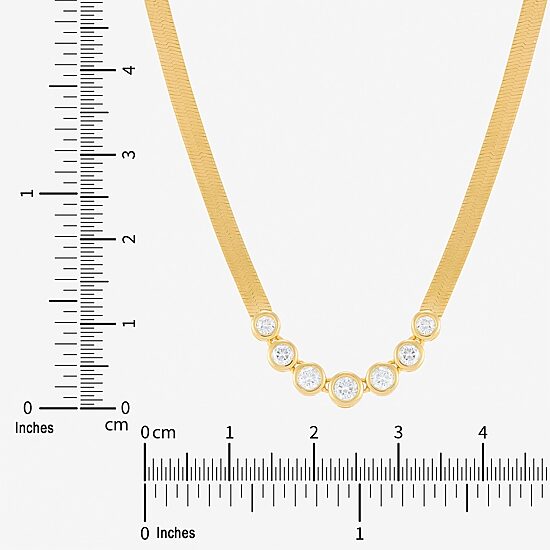 Limited Quantities! Womens White Diamond 14K Gold Over Silver 18 Inch Chevron Necklace