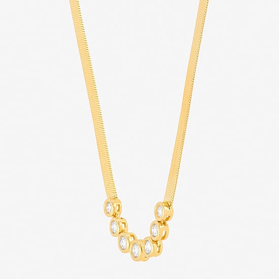 Limited Quantities! Womens White Diamond 14K Gold Over Silver 18 Inch Chevron Necklace