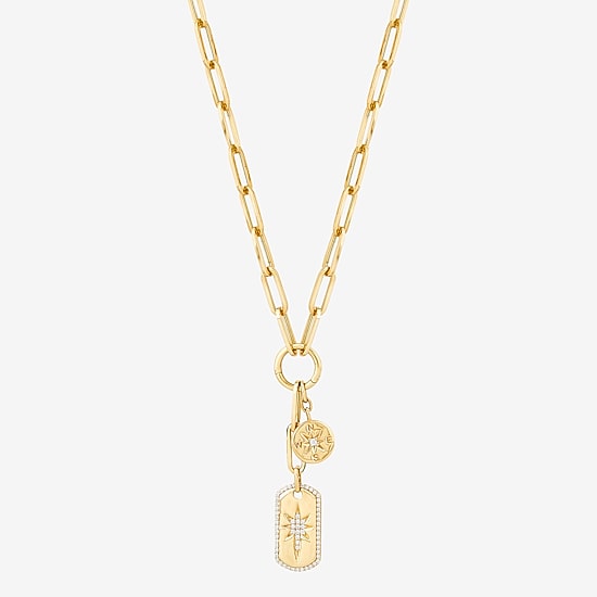 Limited Quantities! Compass & North Star Womens 1/5 CT. Natural White Diamond 14K Gold Star 17 Inch Pendant Necklace