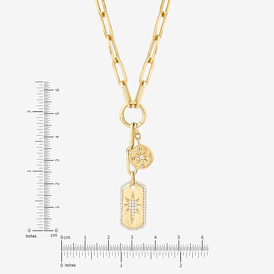 Limited Quantities! Compass & North Star Womens 1/5 CT. Natural White Diamond 14K Gold Star 17 Inch Pendant Necklace