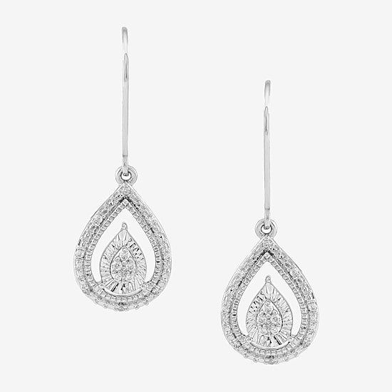 Limited Quantities! Womens 1/10 CT. T.W. Natural White Diamond Sterling Silver Drop Earrings