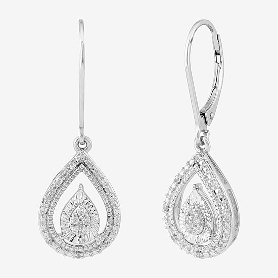 Limited Quantities! Womens 1/10 CT. T.W. Natural White Diamond Sterling Silver Drop Earrings
