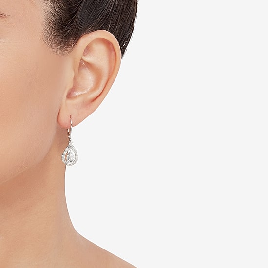 Limited Quantities! Womens 1/10 CT. T.W. Natural White Diamond Sterling Silver Drop Earrings