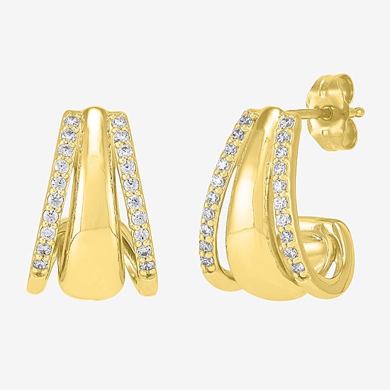 Limited Quantities! Womens 1/4 CT. T.W. Lab Grown White Diamond 14K Gold Over Silver 14.4mm Hoop Earrings