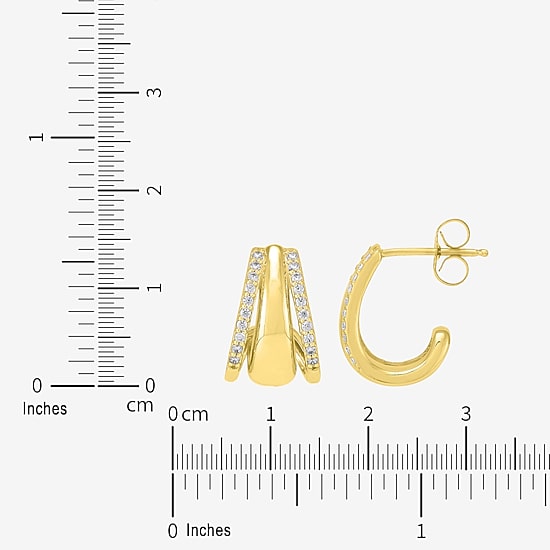 Limited Quantities! Womens 1/4 CT. T.W. Lab Grown White Diamond 14K Gold Over Silver 14.4mm Hoop Earrings