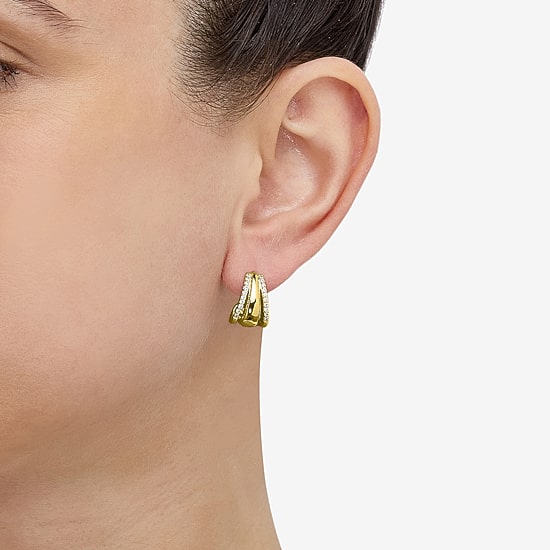 Limited Quantities! Womens 1/4 CT. T.W. Lab Grown White Diamond 14K Gold Over Silver 14.4mm Hoop Earrings