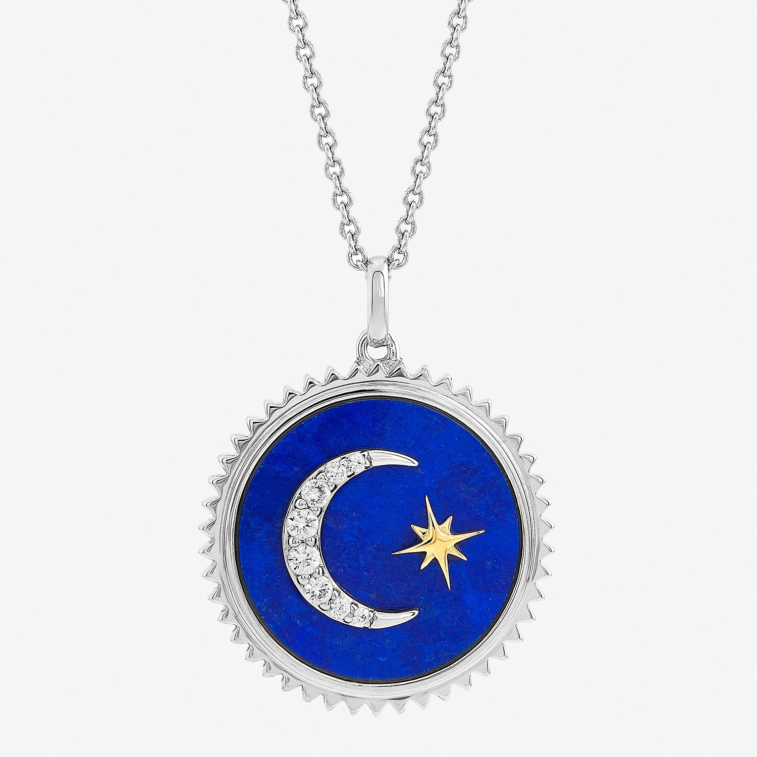 Limited Quantities! Womens Genuine Blue Lapis 10K Gold Moon 18 Inch Pendant Necklace