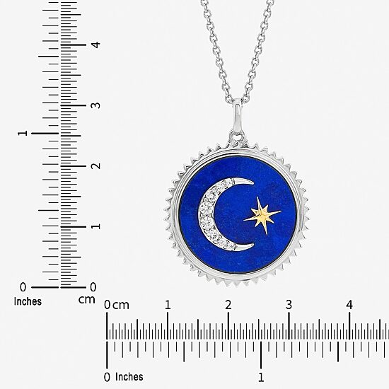 Limited Quantities! Womens Genuine Blue Lapis 10K Gold Moon 18 Inch Pendant Necklace