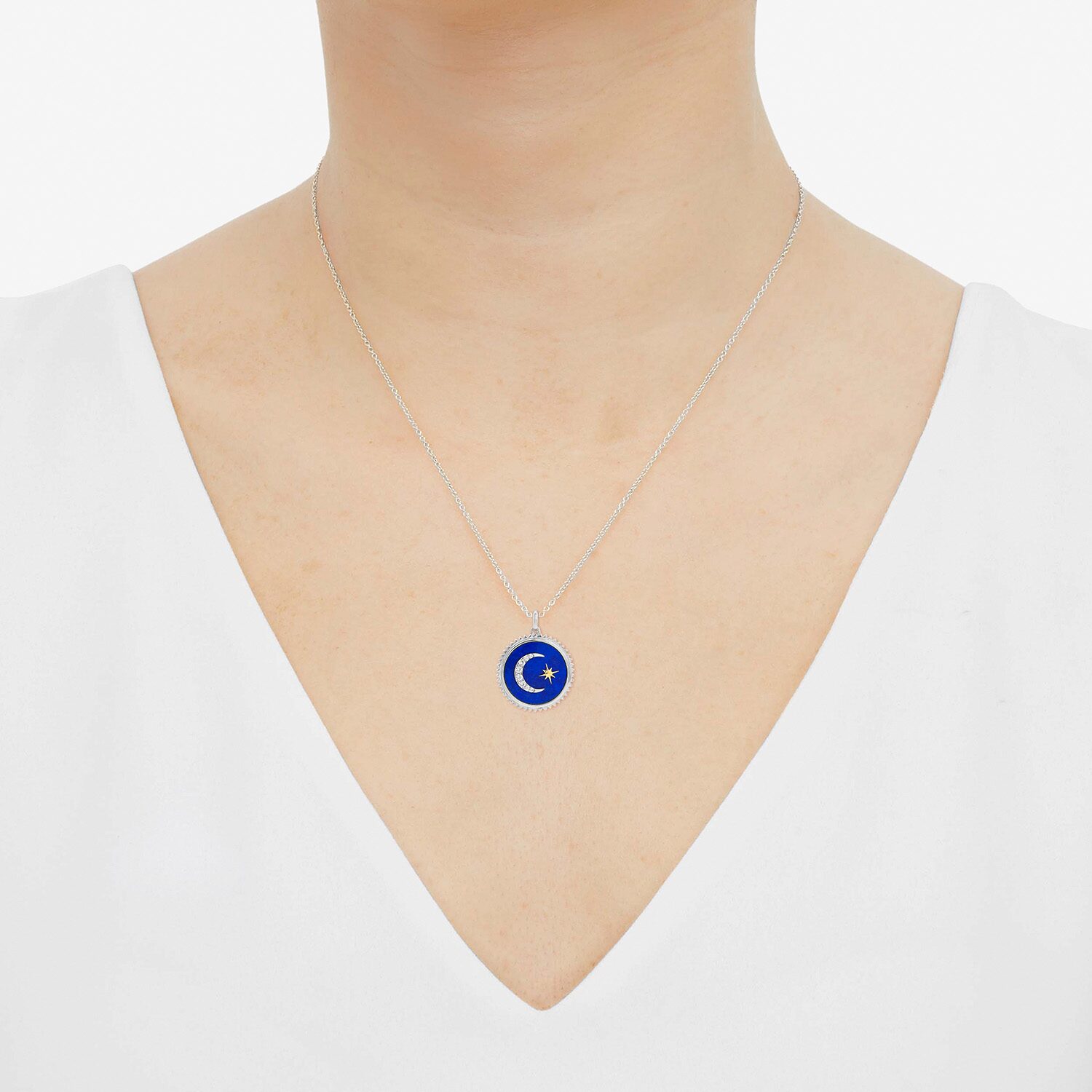 Limited Quantities! Womens Genuine Blue Lapis 10K Gold Moon 18 Inch Pendant Necklace
