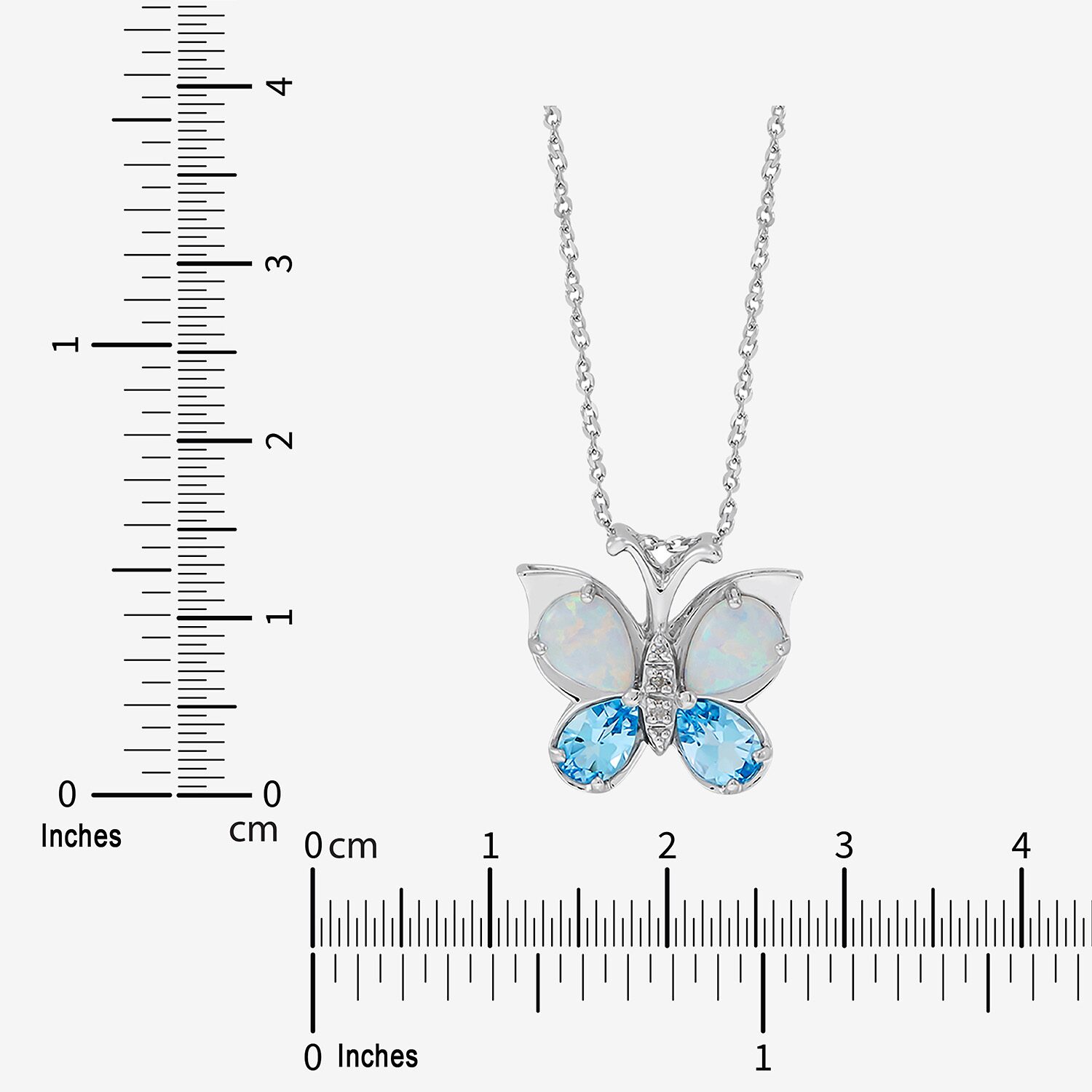 Limited Quantities! Womens Diamond Accent Lab Created White Opal Sterling Silver Butterfly 18 Inch Pendant Necklace