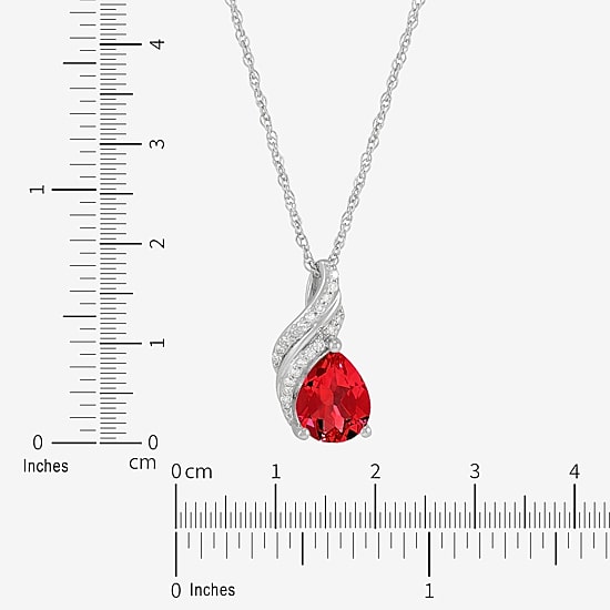 Limited Quantities! Womens Diamond Accent Lab Created Red Ruby Sterling Silver 18 Inch Pendant Necklace