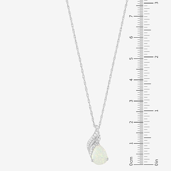 Limited Quantities! Womens Diamond Accent Lab Created White Opal Sterling Silver 18 Inch Pendant Necklace