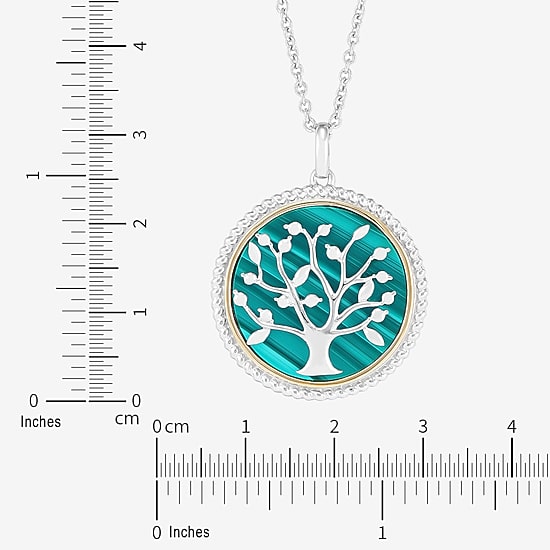 Limited Quantities! "Tree Of Life" Womens Genuine Green Malachite 10K Gold 18 Inch Pendant Necklace