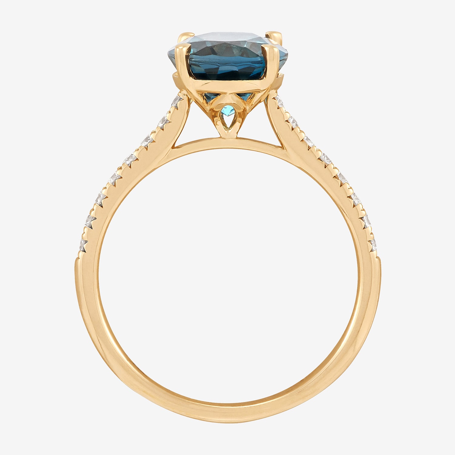 Limited Quantities! Womens 1/5 CT. Genuine Blue Topaz 14K Gold Side Stone Cocktail Ring