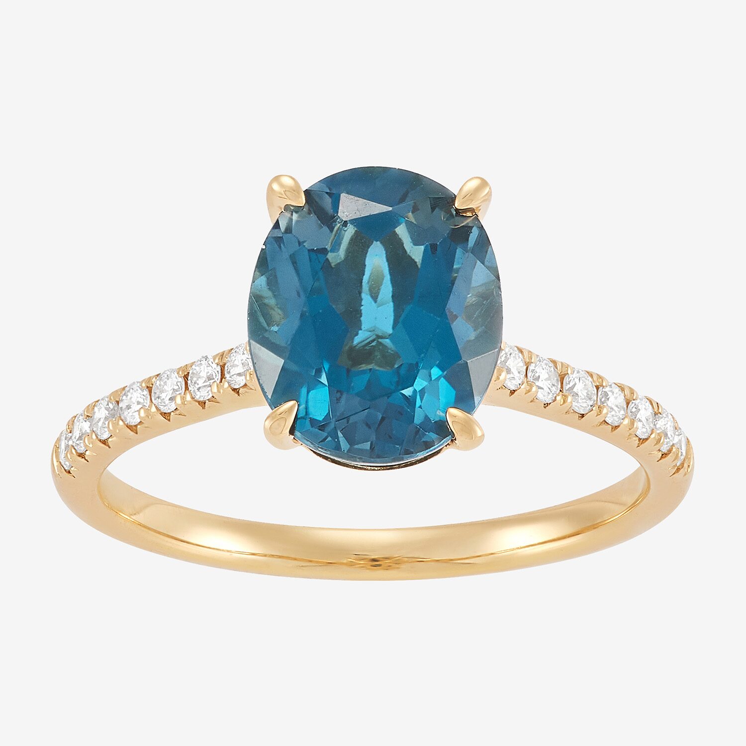 Limited Quantities! Womens 1/5 CT. Genuine Blue Topaz 14K Gold Side Stone Cocktail Ring