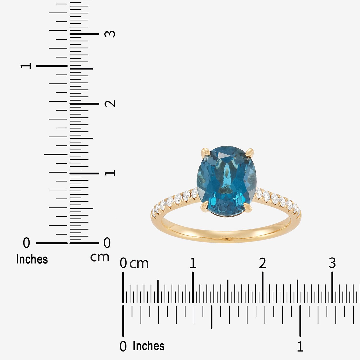 Limited Quantities! Womens 1/5 CT. Genuine Blue Topaz 14K Gold Side Stone Cocktail Ring