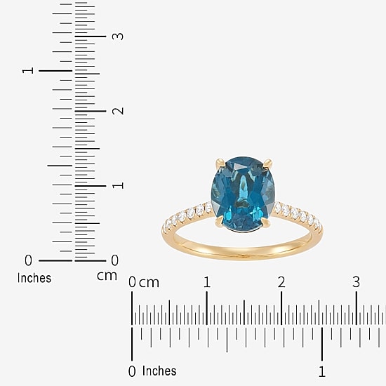 Limited Quantities! Womens 1/5 CT. Genuine Blue Topaz 14K Gold Side Stone Cocktail Ring