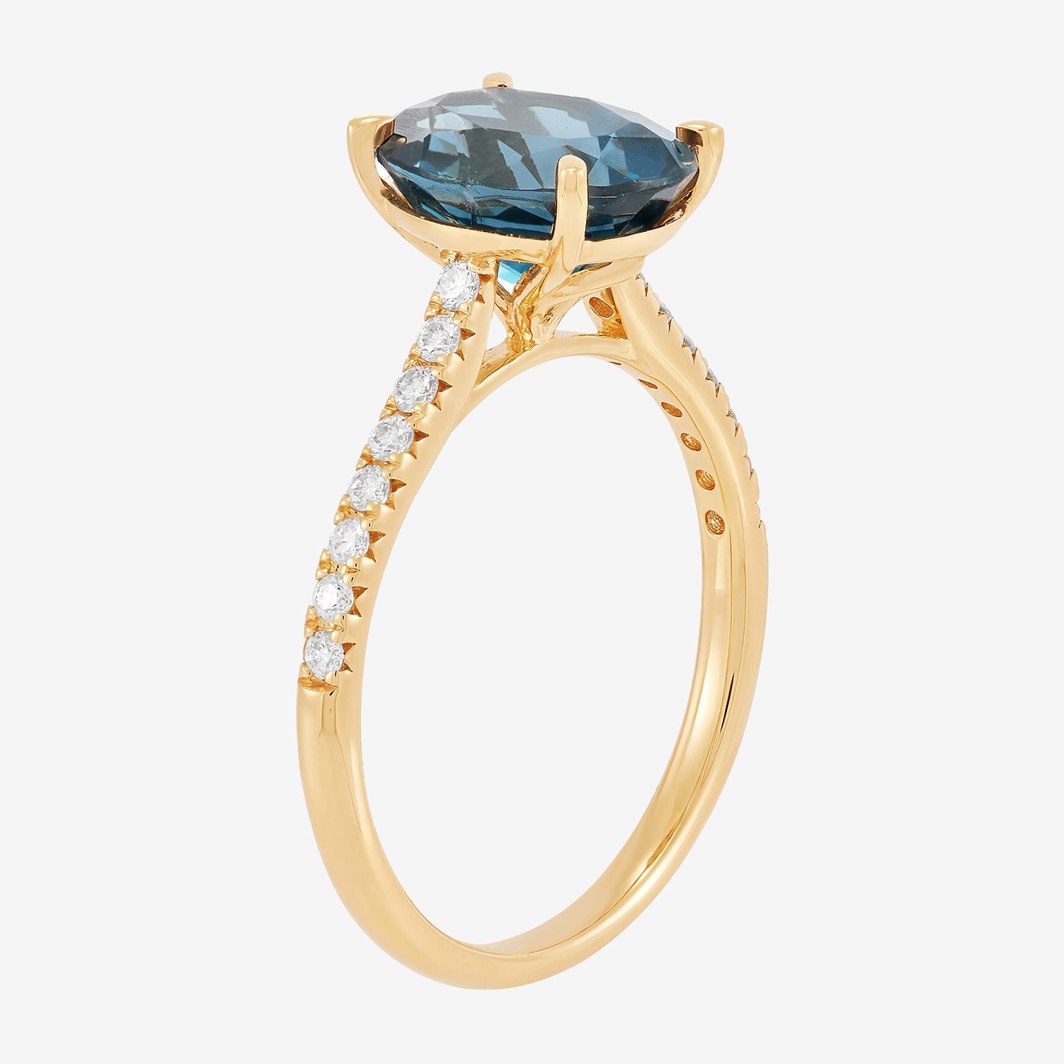 Limited Quantities! Womens 1/5 CT. Genuine Blue Topaz 14K Gold Side Stone Cocktail Ring