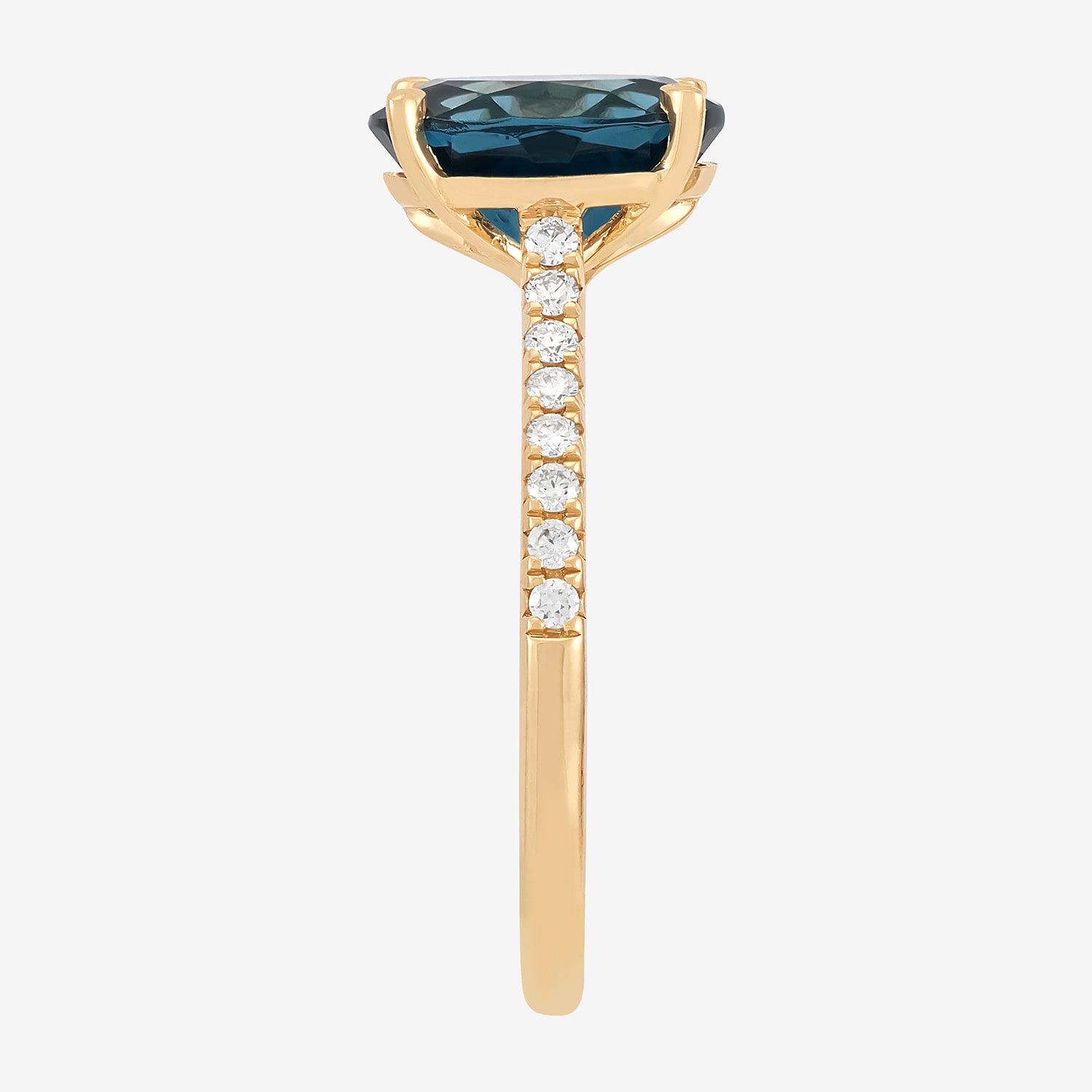 Limited Quantities! Womens 1/5 CT. Genuine Blue Topaz 14K Gold Side Stone Cocktail Ring