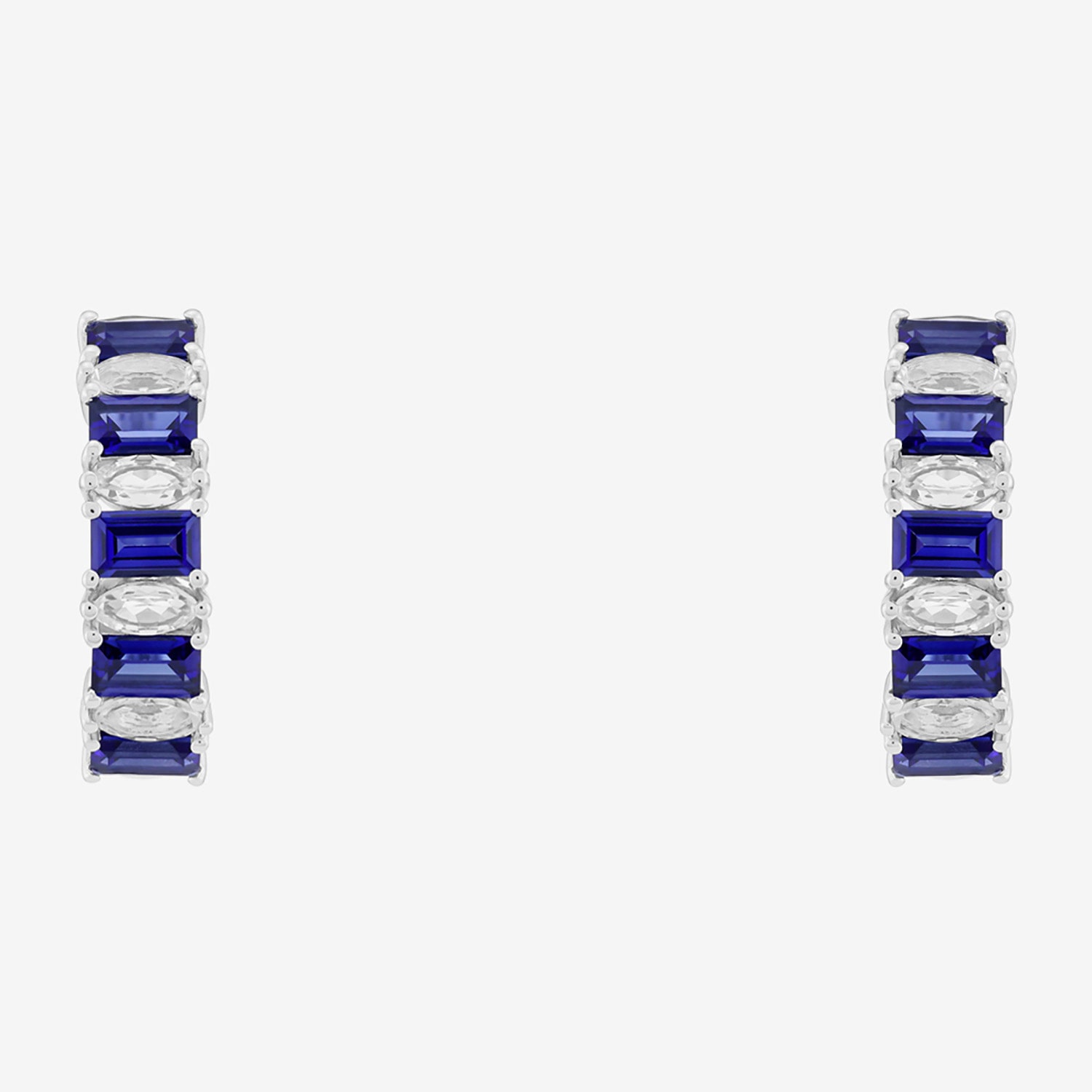 Womens Lab Created Blue Sapphire Sterling Silver 21.8mm Hoop Earrings