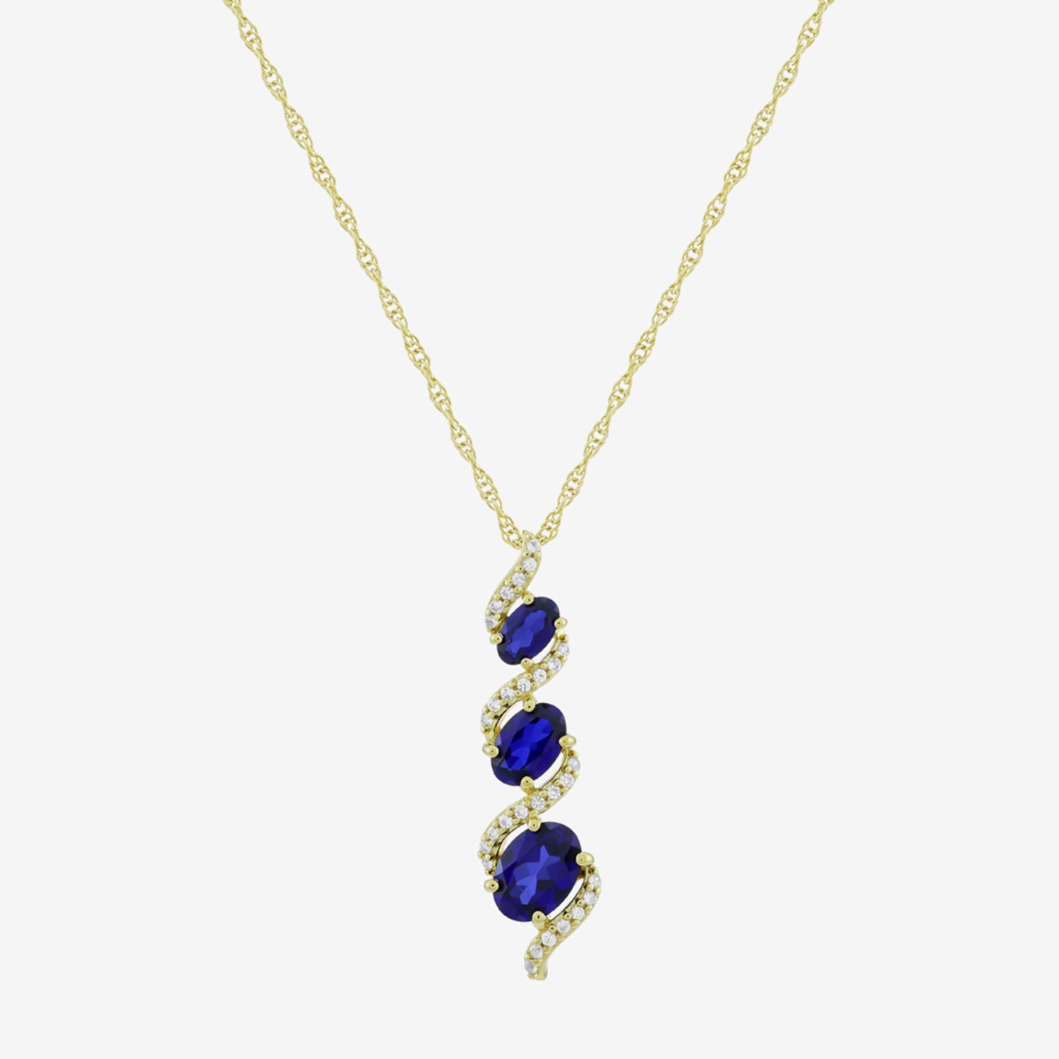 Womens Lab Created Blue Sapphire 14K Gold Over Silver 18 Inch Pendant Necklace