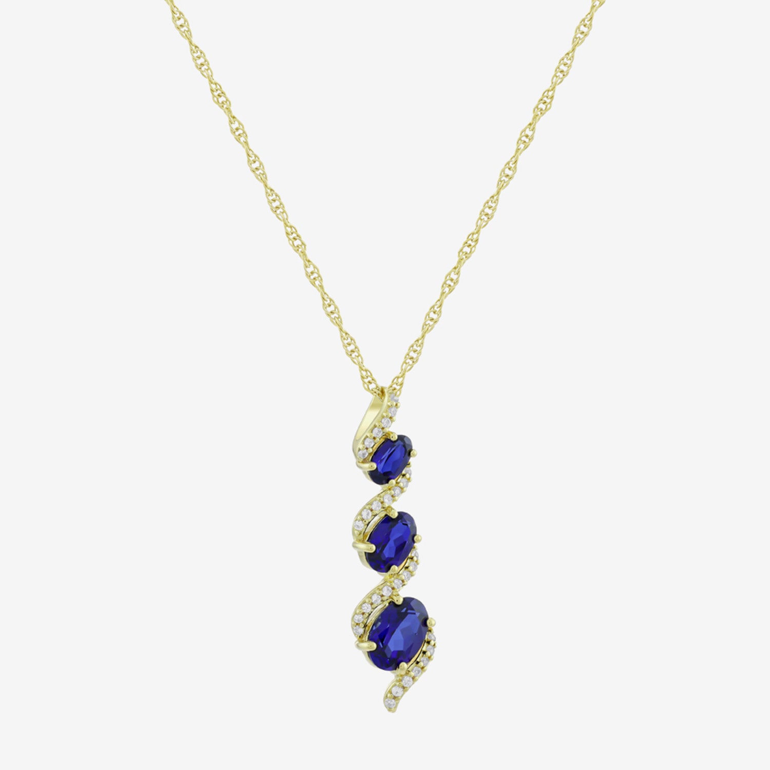 Womens Lab Created Blue Sapphire 14K Gold Over Silver 18 Inch Pendant Necklace