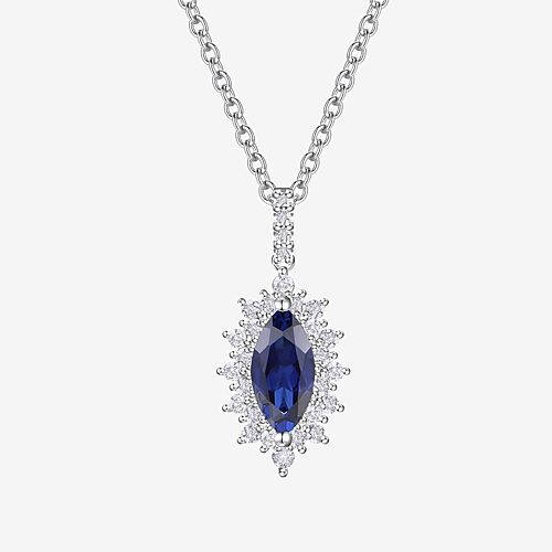 Womens Lab Created Blue Sapphire Sterling Silver 18 Inch Pendant Necklace, One Size, Blue