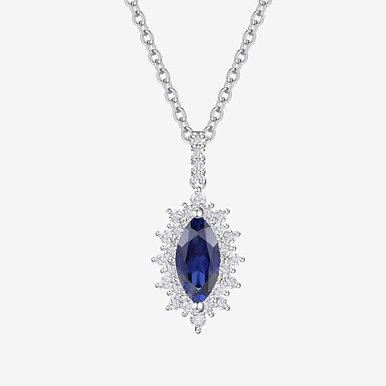Womens Lab Created Blue Sapphire Sterling Silver 18 Inch Pendant Necklace
