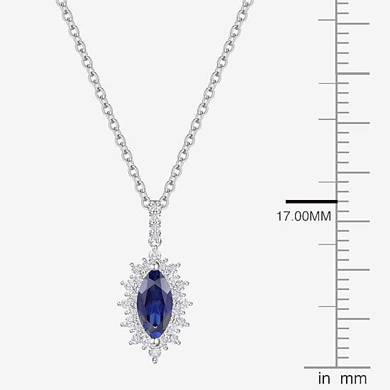 Womens Lab Created Blue Sapphire Sterling Silver 18 Inch Pendant Necklace