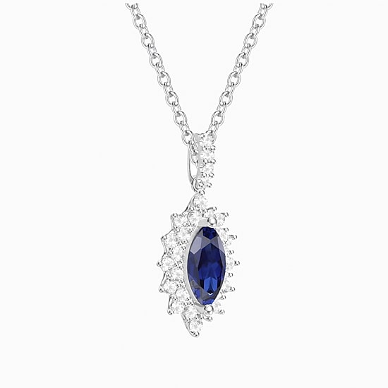 Womens Lab Created Blue Sapphire Sterling Silver 18 Inch Pendant Necklace