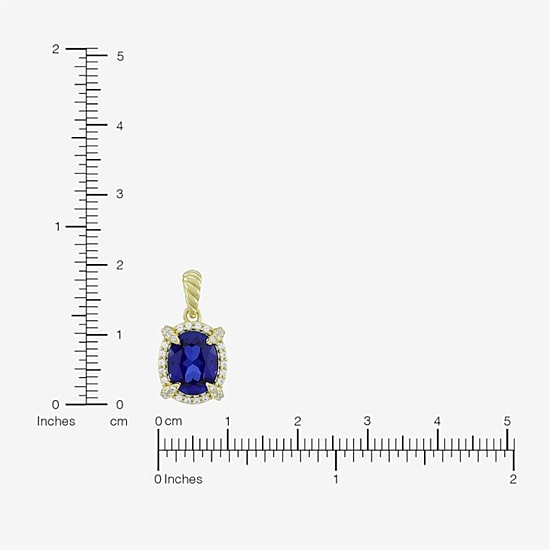 Womens Lab Created Blue Sapphire 14K Gold Over Silver Oval 18 Inch Pendant Necklace
