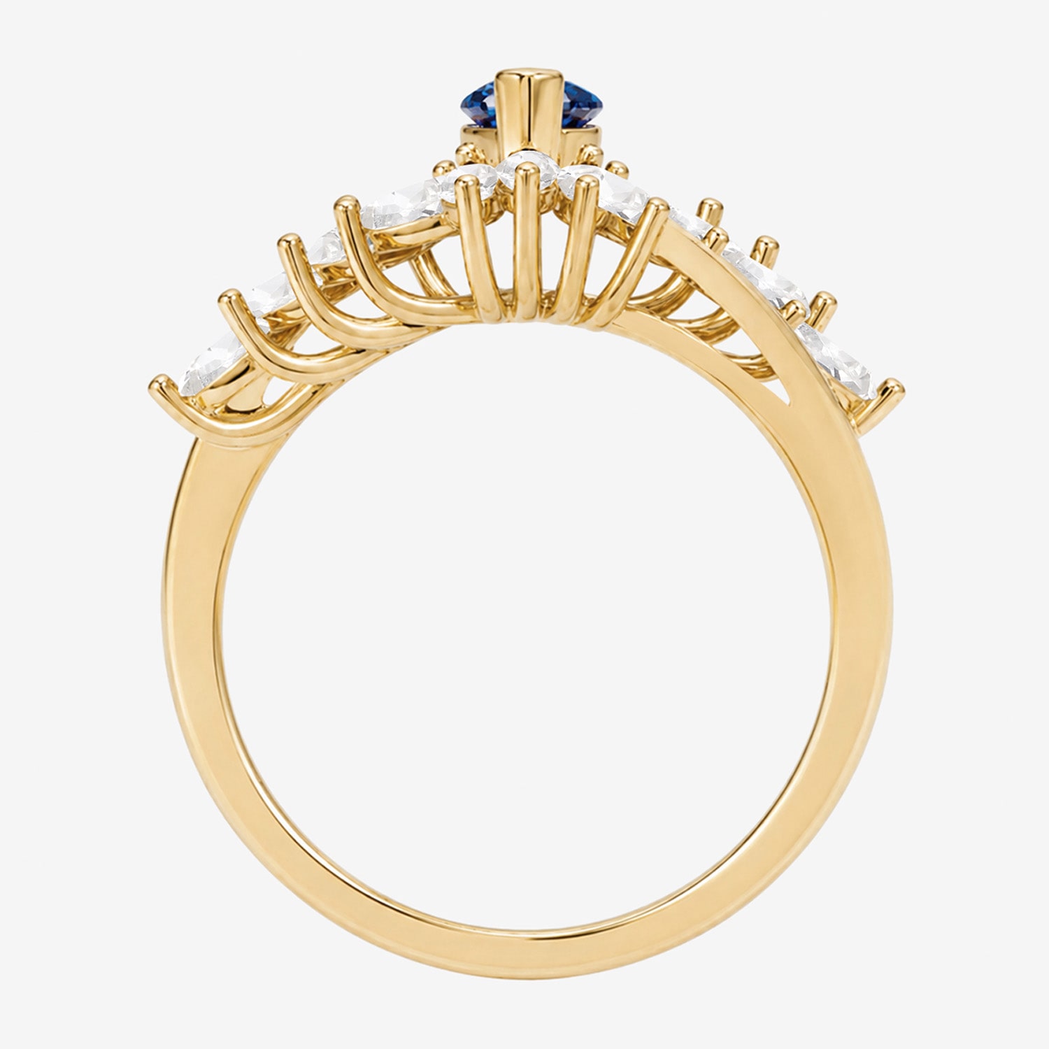 Womens Lab Created Blue Sapphire 14K Gold Over Silver Marquise Side Stone Bypass  Cocktail Ring