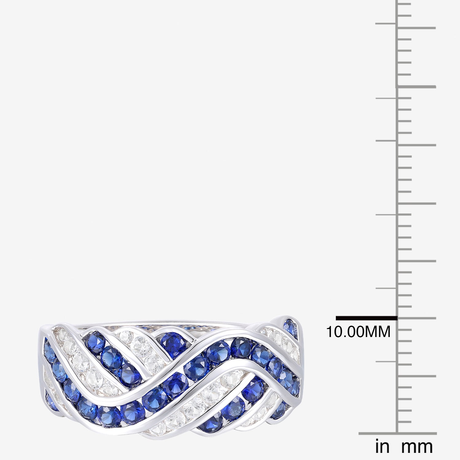 Womens 2MM Lab Created Blue Sapphire Sterling Silver Crossover Band