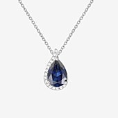 Womens Lab Created Blue Sapphire Sterling Silver Pear 18 Inch Pendant Necklace