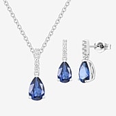 Womens Lab Created Blue Sapphire Sterling Silver Pear 2-pc. Jewelry Set