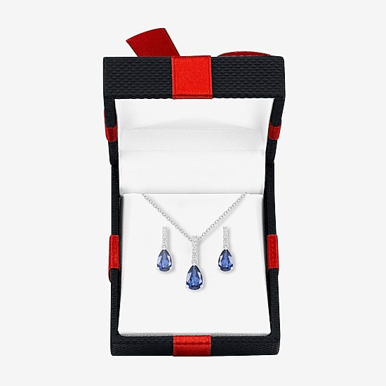 Womens Lab Created Blue Sapphire Sterling Silver Pear 2-pc. Jewelry Set