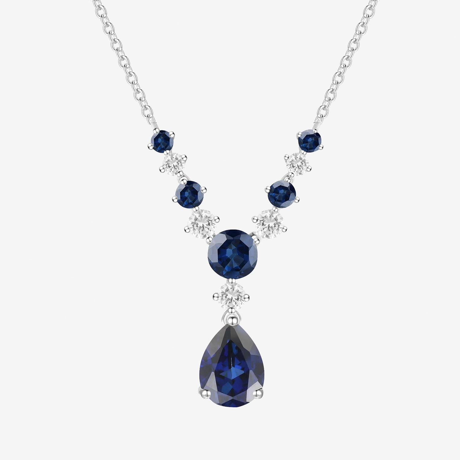 Womens Lab Created Blue Sapphire Sterling Silver Pear 16 1/2 Inch Pendant Necklace