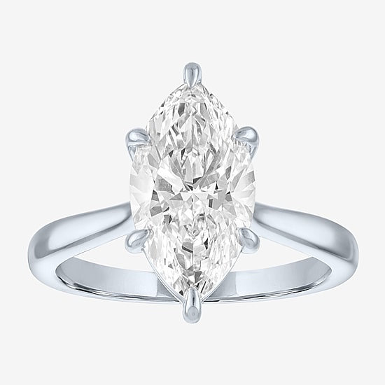 (G / Si1-Si2) Womens 3 CT. T.W. Lab Grown White Diamond Sterling Silver Marquise Solitaire 3-Stone Engagement Ring