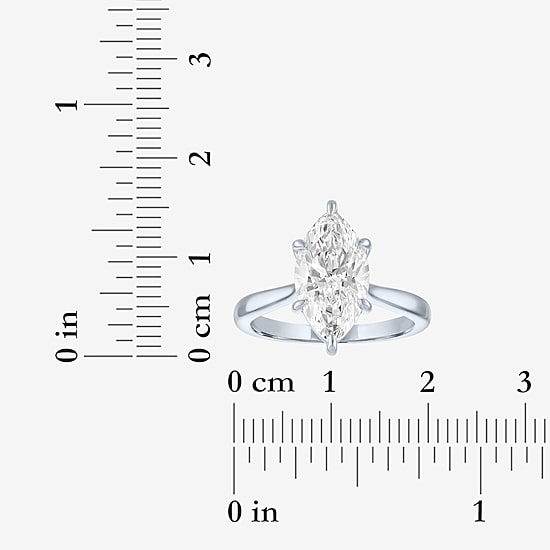 (G / Si1-Si2) Womens 3 CT. T.W. Lab Grown White Diamond Sterling Silver Marquise Solitaire 3-Stone Engagement Ring