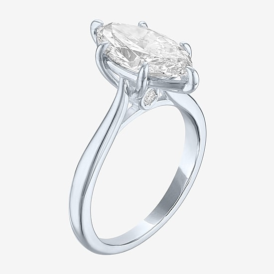 (G / Si1-Si2) Womens 3 CT. T.W. Lab Grown White Diamond Sterling Silver Marquise Solitaire 3-Stone Engagement Ring