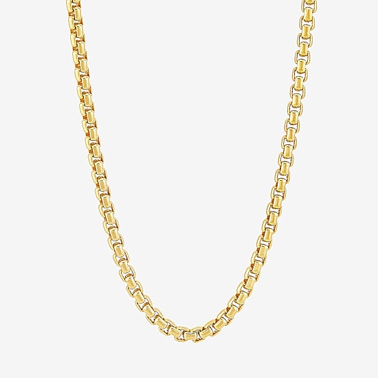 Made in Italy Unisex Adult 18K Gold Over Silver 22 Inch Box Chain Necklace