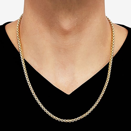 Made in Italy Unisex Adult 18K Gold Over Silver 22 Inch Box Chain Necklace