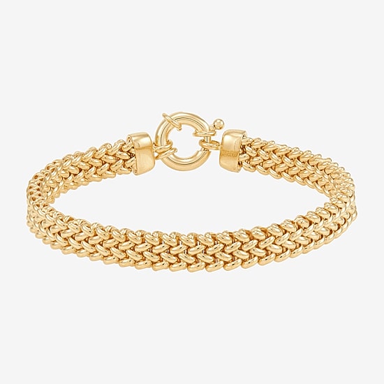 Limited Quantities! Womens 18K Gold Over Silver 7.5 Inch Solid Link Chain Bracelet