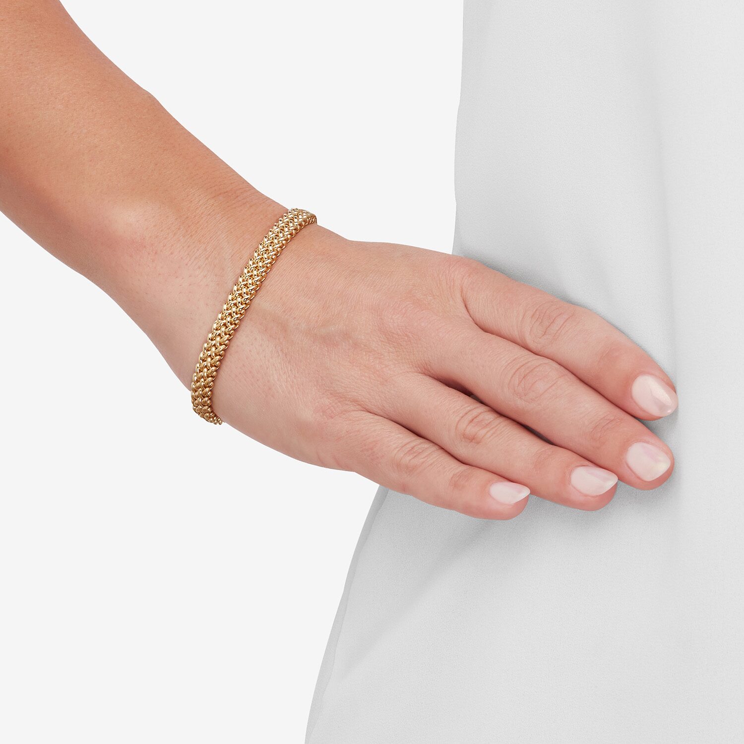 Limited Quantities! Womens 18K Gold Over Silver 7.5 Inch Solid Link Chain Bracelet