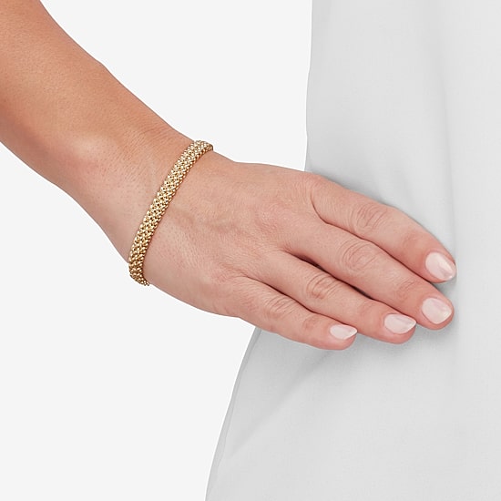 Limited Quantities! Womens 18K Gold Over Silver 7.5 Inch Solid Link Chain Bracelet