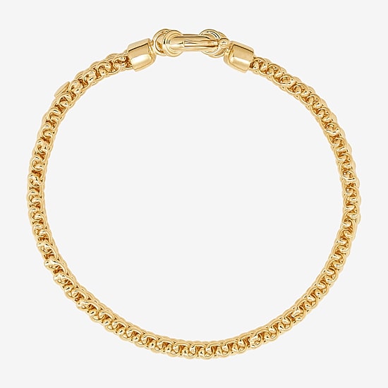 Limited Quantities! Womens 18K Gold Over Silver 7.5 Inch Solid Link Chain Bracelet
