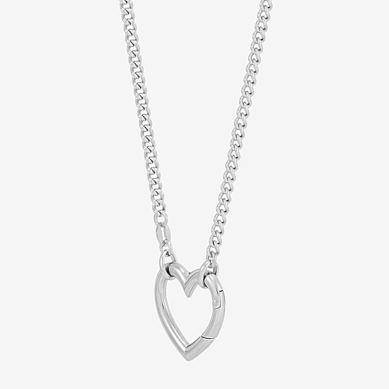 Limited Quantities! Womens Sterling Silver Heart 17 Inch Pendant Necklace
